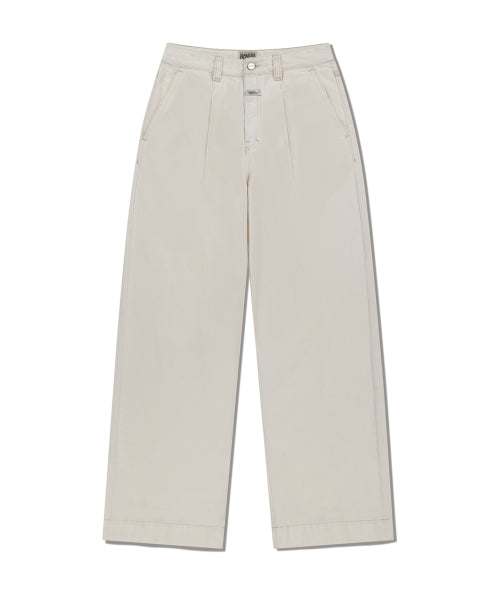 W LOW WAIST TUCK WIDE DENIM PANTS ECRU - 2 COLORS AS SHOWN
