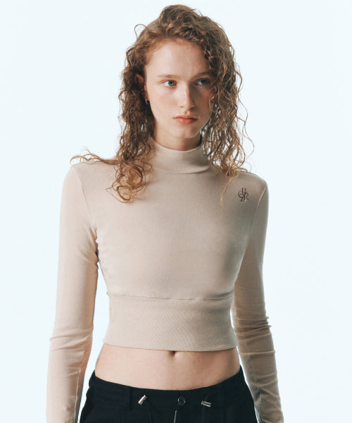 LOGO EMBROIDERY CROP NECK SHIRT