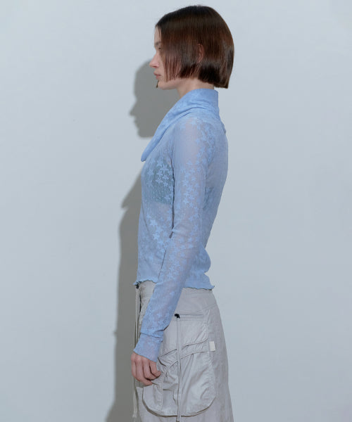 STAR SHIRRING TURTLENECK BABY - 3 COLORS BABY BLUE