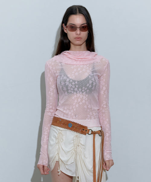 STAR SHIRRING TURTLENECK BABY - 3 COLORS BABY PINK