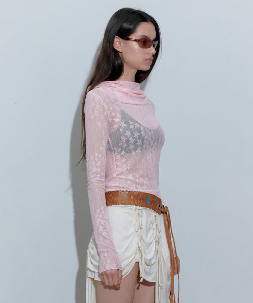 STAR SHIRRING TURTLENECK BABY - 3 COLORS BABY PINK