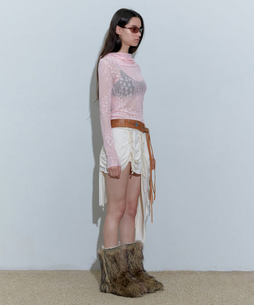STAR SHIRRING TURTLENECK BABY - 3 COLORS BABY PINK