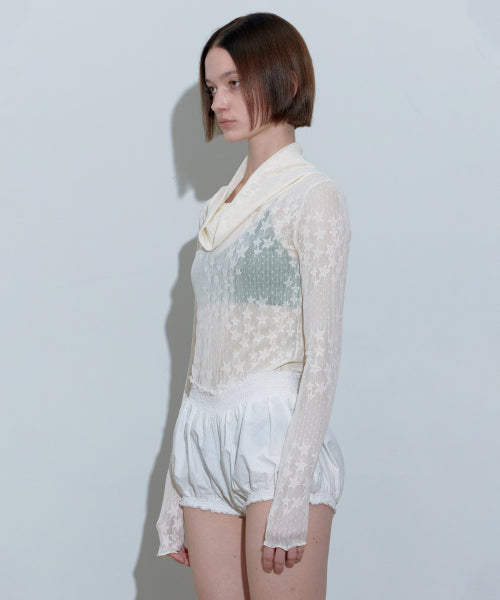 STAR SHIRRING TURTLENECK BABY - 3 COLORS IVORY