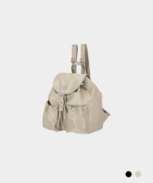 SCARLET REGEN NYLON DOUBLE POCKET BACKPACK - 2 COLORS BEIGE