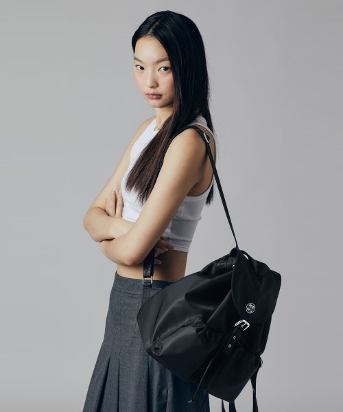 SCARLET REGEN NYLON DOUBLE POCKET BACKPACK - 2 COLORS BEIGE