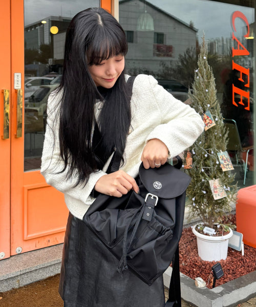 SCARLET REGEN NYLON DOUBLE POCKET BACKPACK - 2 COLORS BEIGE