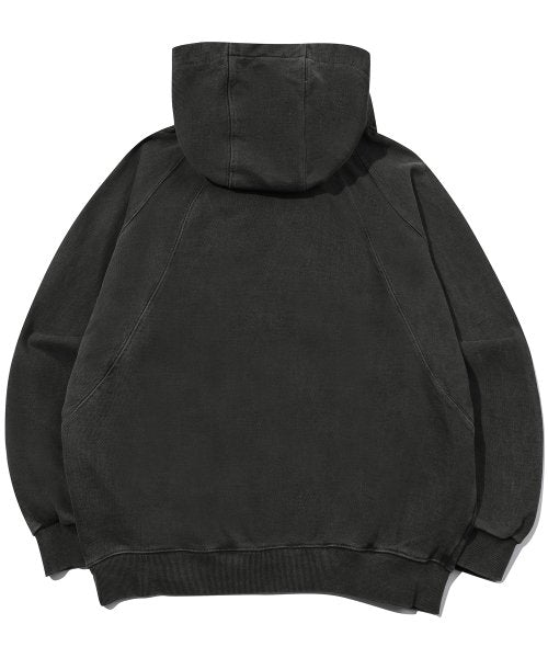 STAR PIGMENT SNAP HOODIE BLACK
