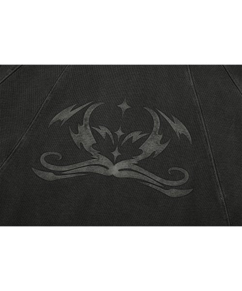 STAR PIGMENT SNAP HOODIE BLACK