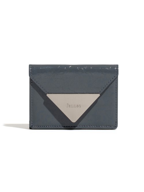 CRINKLE TRIANGLE TRIPLE WALLET - 7 COLORS DARK GREY
