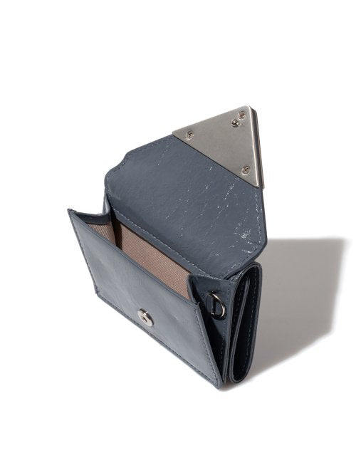 CRINKLE TRIANGLE TRIPLE WALLET - 7 COLORS DARK GREY