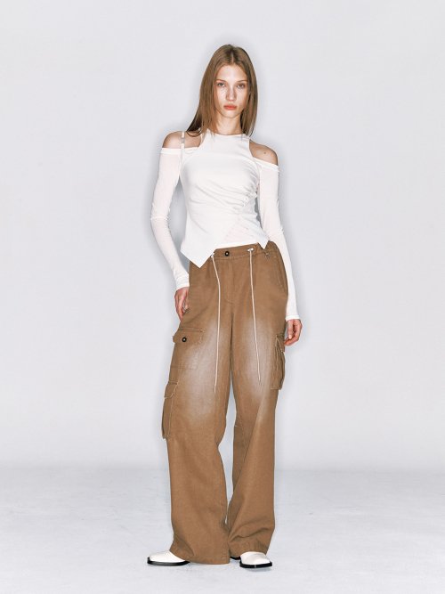 WASHED CARGO PANTS [BROWN] BROWN
