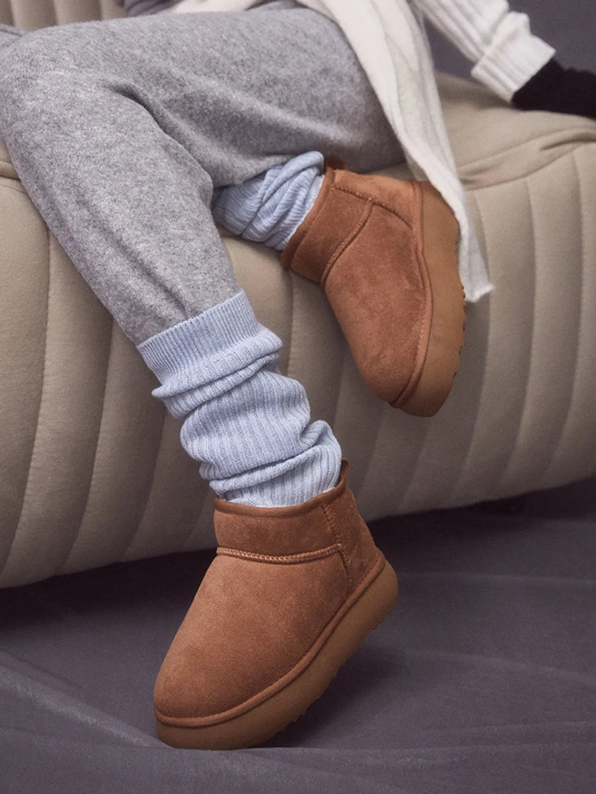 Synthetic Suede Warm Platform Short Boots HPCV8FFV04