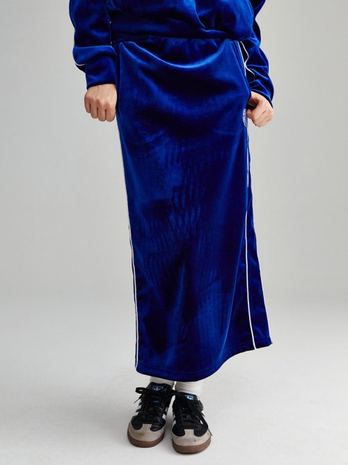 VELVET TRACK LONG SKIRT - 2 COLORS NAVY