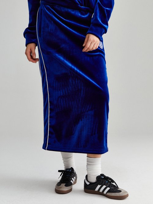 VELVET TRACK LONG SKIRT - 2 COLORS NAVY