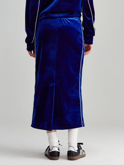 VELVET TRACK LONG SKIRT - 2 COLORS NAVY
