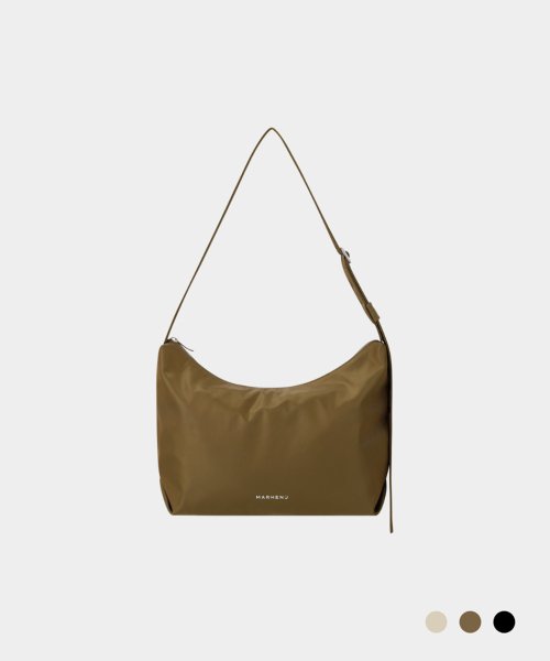 EMMA NYLON SHOULDER HOBO BAG - 3 COLORS BLACK