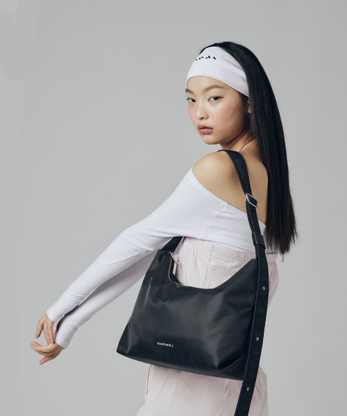 EMMA NYLON SHOULDER HOBO BAG - 3 COLORS BLACK