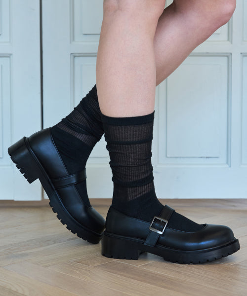 ROUND TOE CHUNKY MARY JANE RUDY BLACK