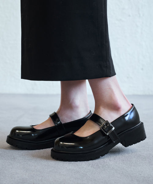 ROUND TOE CHUNKY MARY JANE RUDY BLACK