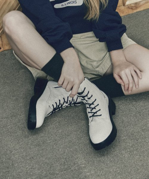 LACE-UP WALKER BOOTS RONI WHITE