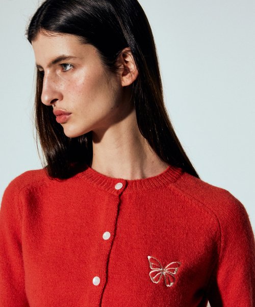 BUTTERFLY KNIT CARDIGAN #徐睿知同款! - 3 COLORS RED