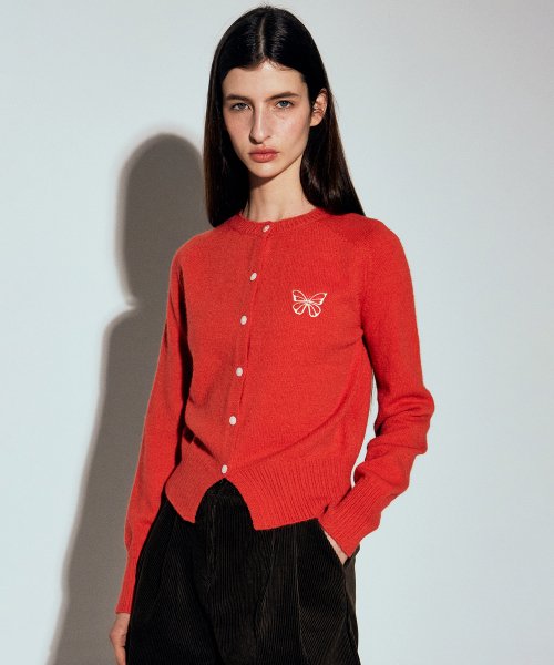 BUTTERFLY KNIT CARDIGAN #徐睿知同款! - 3 COLORS RED
