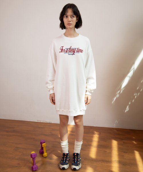 WOMEN SLOGAN LOOSE-FIT DRESS - 2 COLORS IVORY