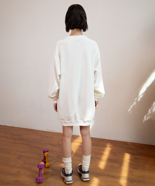 WOMEN SLOGAN LOOSE-FIT DRESS - 2 COLORS IVORY