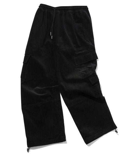 CORDUROY WIDE OVER CARGO PANTS - 2 COLORS BLACK
