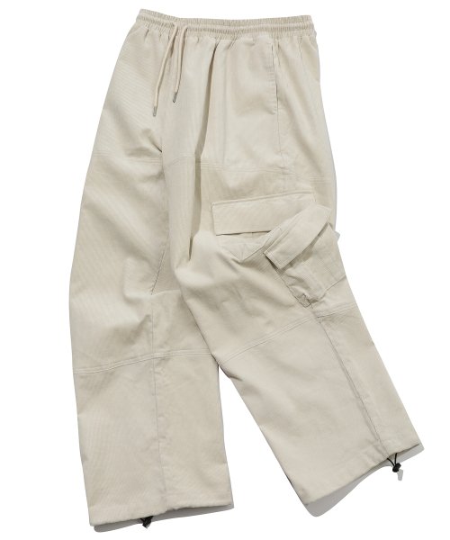 CORDUROY WIDE OVER CARGO PANTS - 2 COLORS CREAM
