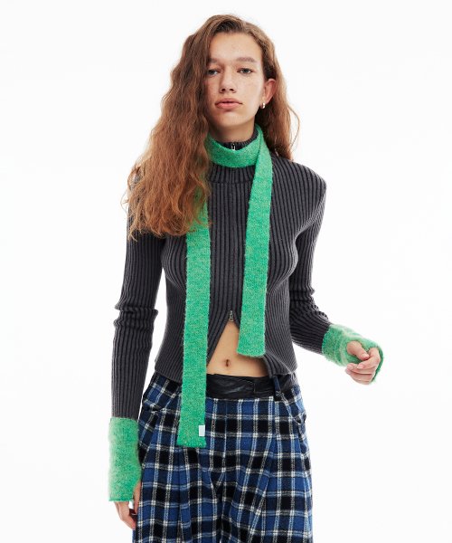 BOUCLE KNIT MUFFLER FUCHSIA - 4 COLORS GREEN
