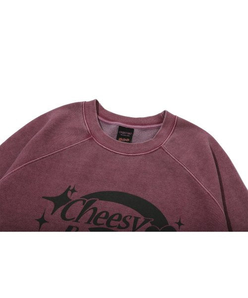 CHEESY BUNNY RAGLAN PIGMENT SWEATSHIRT - 2 COLORS DUSTY PINK