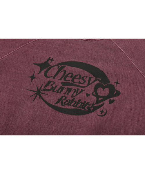CHEESY BUNNY RAGLAN PIGMENT SWEATSHIRT - 2 COLORS DUSTY PINK