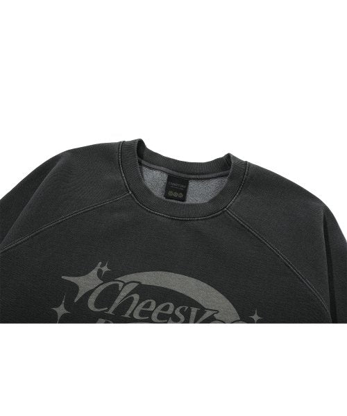 CHEESY BUNNY RAGLAN PIGMENT SWEATSHIRT - 2 COLORS SMOKE BLACK