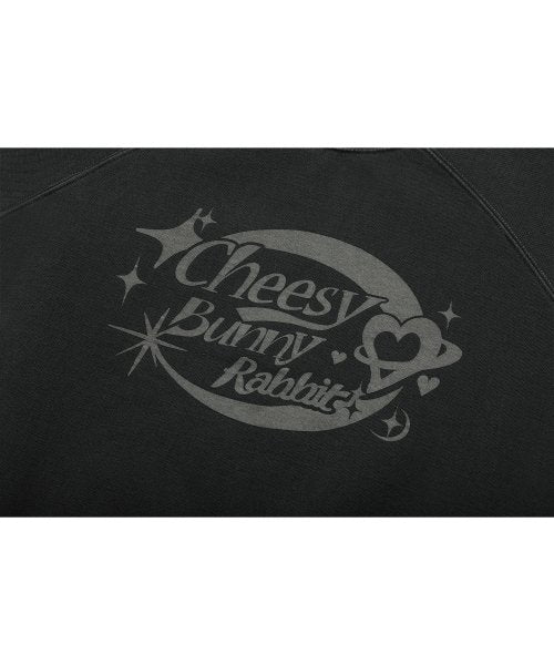 CHEESY BUNNY RAGLAN PIGMENT SWEATSHIRT - 2 COLORS SMOKE BLACK