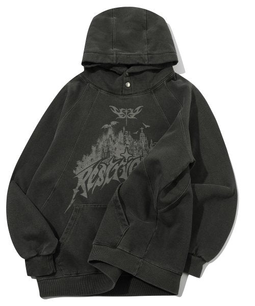 PIGMENT SNAP HOODIE - 2 COLORS BLACK