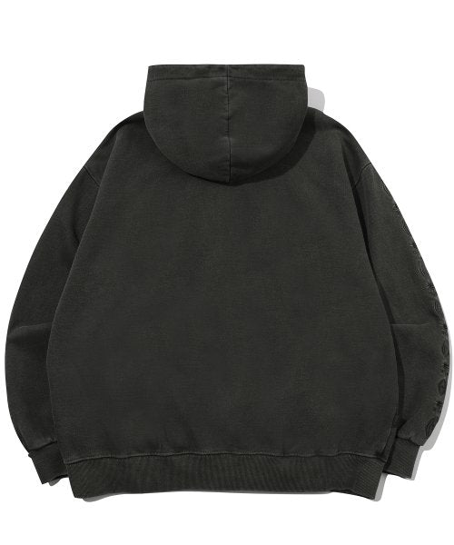 2-WAY STAR PIGMENT HOOD ZIP-UP BLACK