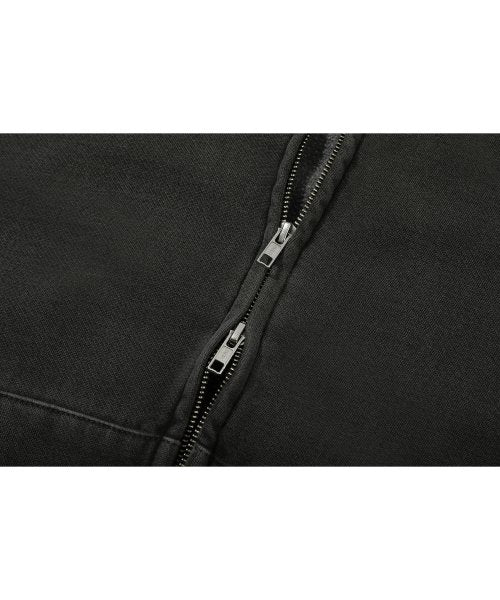 2-WAY STAR PIGMENT HOOD ZIP-UP BLACK