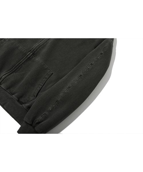 2-WAY STAR PIGMENT HOOD ZIP-UP BLACK