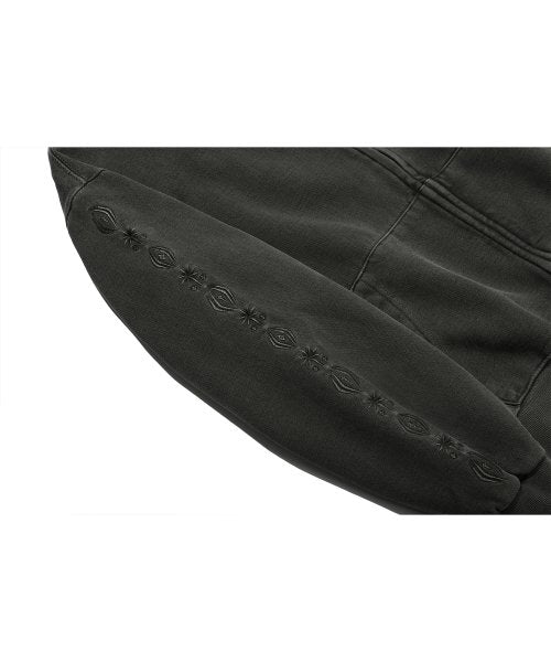2-WAY STAR PIGMENT HOOD ZIP-UP BLACK