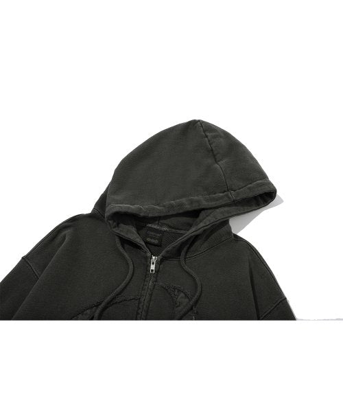 2-WAY CP STAR PIGMENT HOOD ZIP-UP - 2 COLORS BLACK
