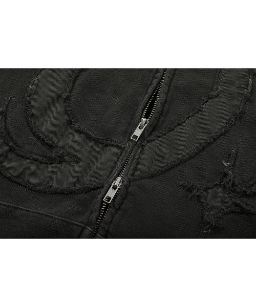 2-WAY CP STAR PIGMENT HOOD ZIP-UP - 2 COLORS BLACK