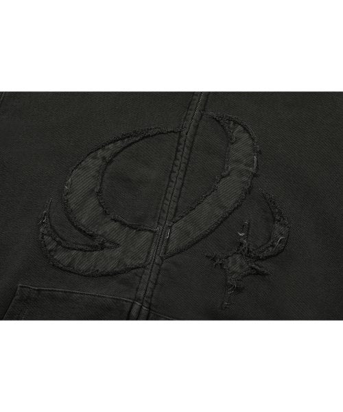 2-WAY CP STAR PIGMENT HOOD ZIP-UP - 2 COLORS BLACK