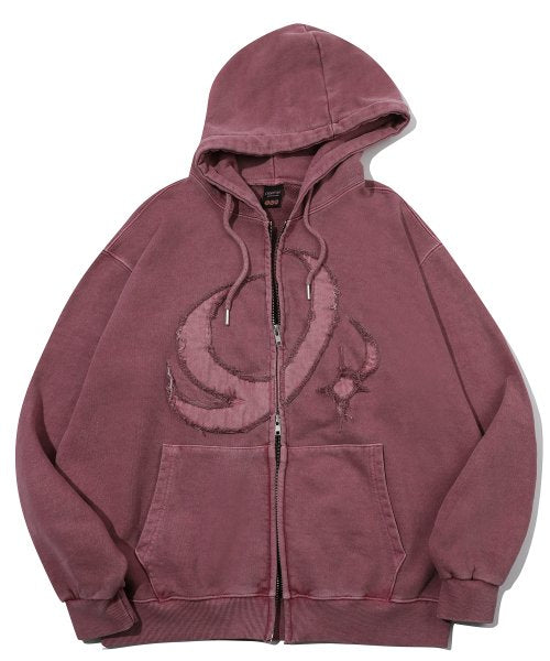 2-WAY CP STAR PIGMENT HOOD ZIP-UP - 2 COLORS PINK