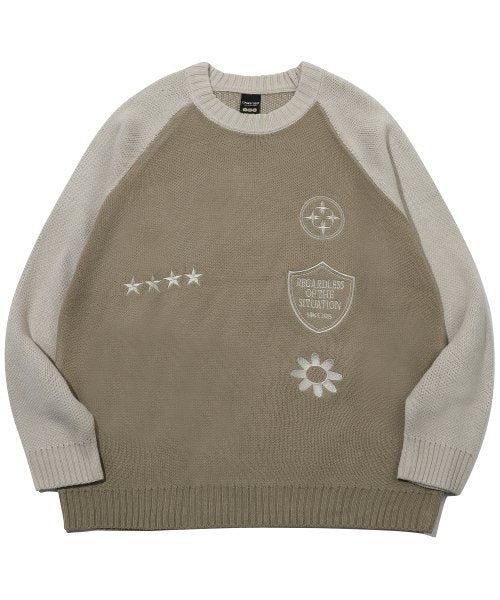 MIXED EMBROIDERY SWEATER CREAM