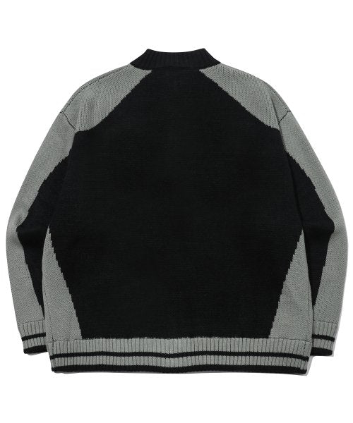 2-WAY CURVED KNIT ZIP-UP - 2 COLORS BLACK
