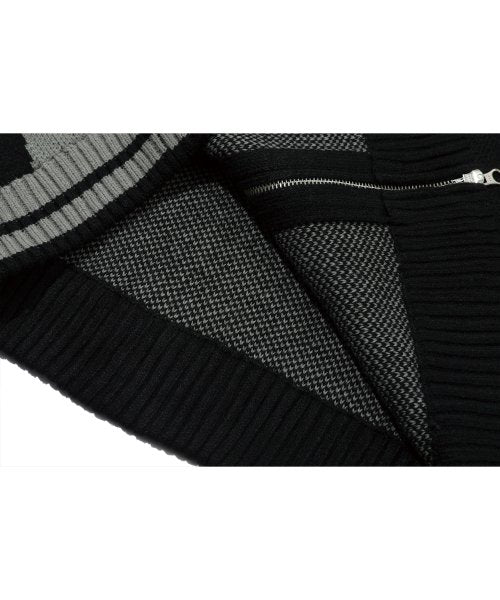 2-WAY CURVED KNIT ZIP-UP - 2 COLORS BLACK