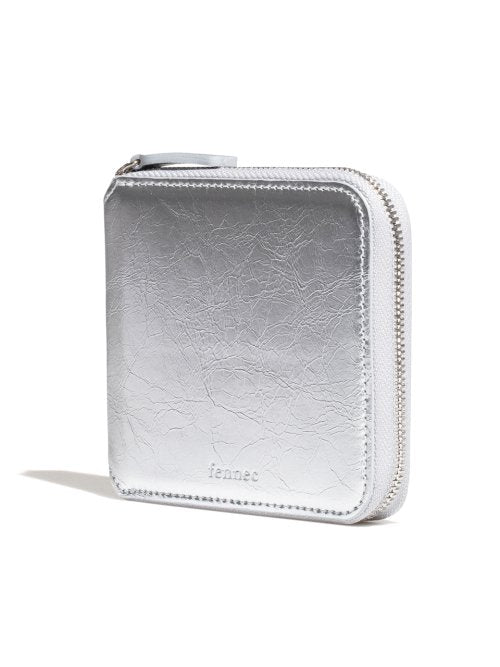 CRINKLE ZIPPER WALLET - 2 COLORS SILVER