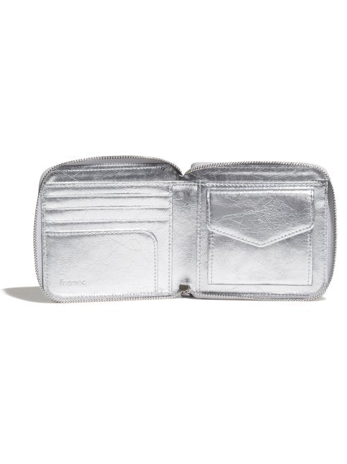 CRINKLE ZIPPER WALLET - 2 COLORS SILVER