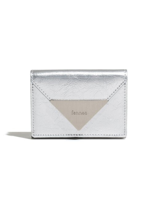 CRINKLE TRIANGLE TRIPLE WALLET - 7 COLORS SILVER